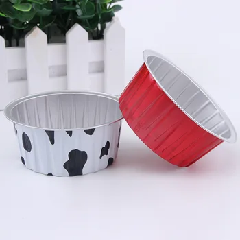 

125ML Cake Cup with Lid Round Aluminum Foil High Temperature Resistance Baking Mold