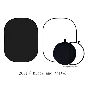 

1.5x2M Black / White Backdrop Double Sided Twist Pop Out Muslin Background Panel with Carrying Case for Photography Background