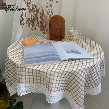 

FSISLOVER Deco ins Plaid Table Cloth Cotton Tablecloth Round Tablecloths Dining Table Cover Obrus Tafelkleed mantel mesa nappe