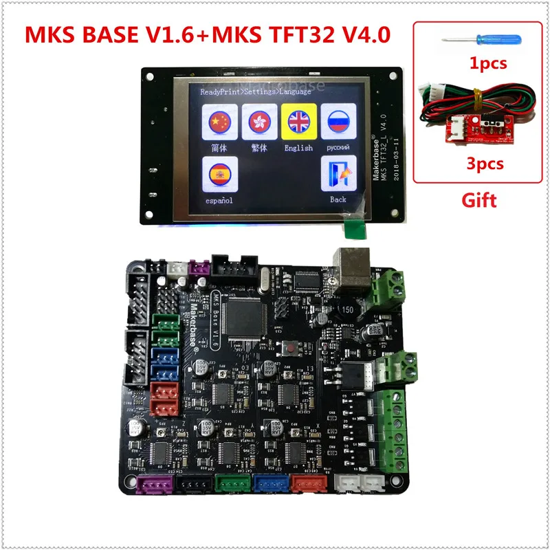 3d принтер стартовый комплект материнская плата MKS база+ MKS TFT32 V4.0 сенсорный экран все в одном контроллер imprimante Reprap панель управления - Цвет: BASE-TFT32