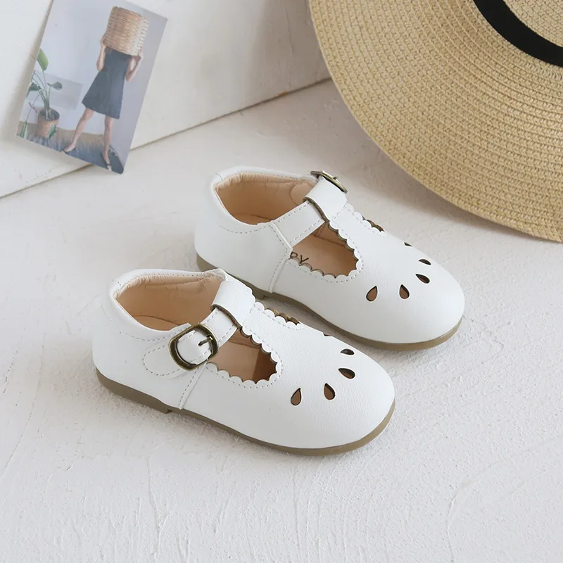 bata children's sandals Autumn Kids Leather Shoes Solid Color Cut-outs Baby Girl Shoes Toddler Boys Shoes Infant Girls Sneakers Size 16-30 SMG209 children's sandals