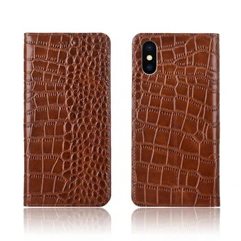 

Crocodile pattern genuine leather card slot holder case for iPhone X flip case for ipone XR iPhone XS Max holster cover case