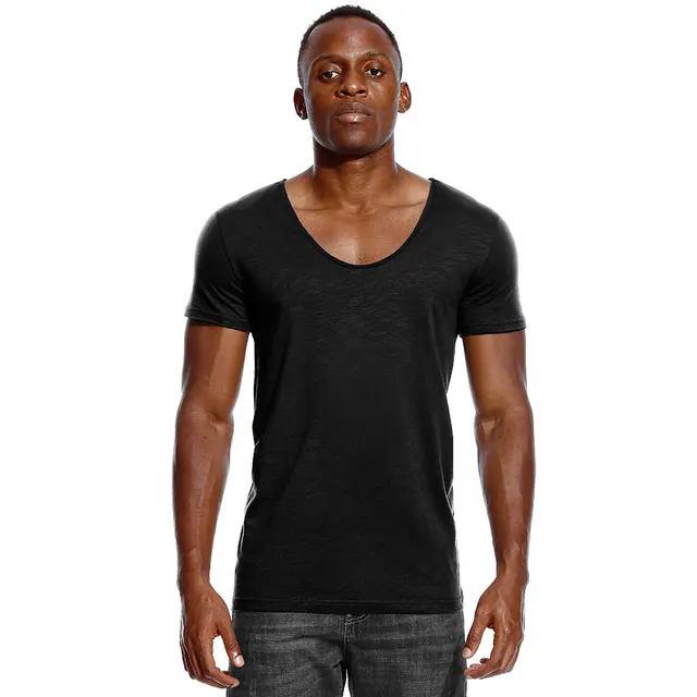 onderwerp gastheer Gemarkeerd Ronde Hals T-shirt Voor Mannen Low Cut Diepe V-hals Brede Vee Tee  Mannelijke Tshirt Onzichtbare Ondershirt Slim Fit korte Mouw - AliExpress