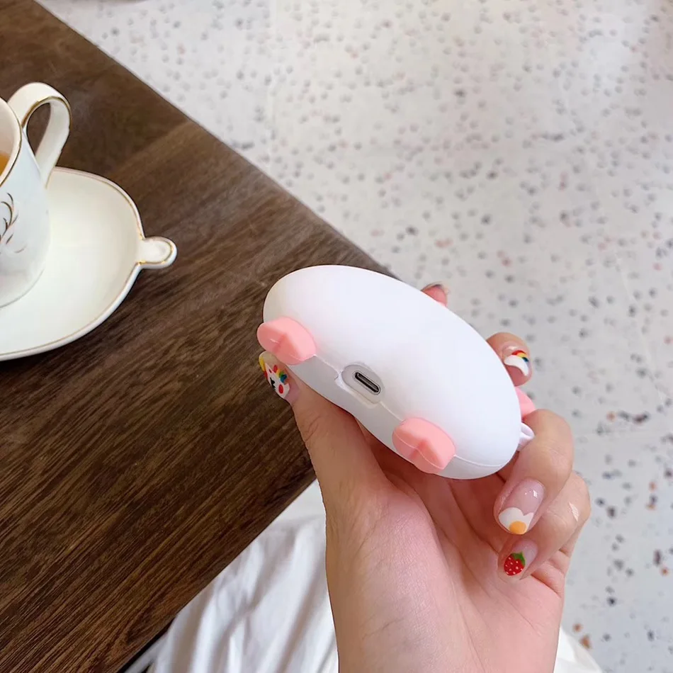 Чехол для наушников с изображением медведя поросенка для AirPods 2, милый силиконовый чехол с изображением животного для Apple Air Pods, защитный чехол для кошки, аксессуары