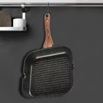

Grill Pan For Stove Tops With Pour Spouts Portable Household Nonstick Coating Kitchen Induction Cooker Anti Scald Aluminum