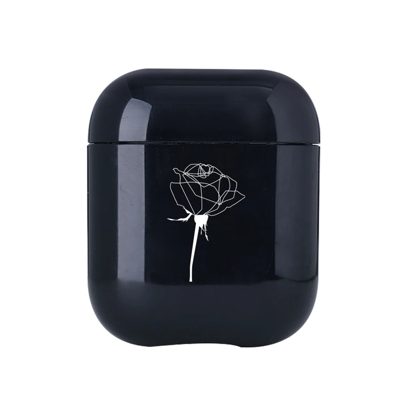 I01072S Мультфильм милый черный Air Pods чехол для Apple airpods чехол Роскошные линии цветок Bluetooth наушники чехол для Airpods наушники Жесткий - Цвет: I01072S