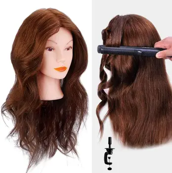 

18inch 100% Human Real Hair Styling Professional Mannequin Cosmetology Doll Hairstyle Practice Hairdresser Training