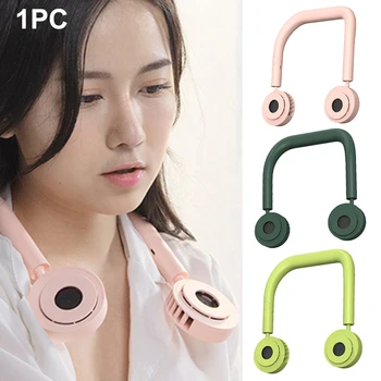 

Mini Hanging Neck Fan Wearable Sports Halter Fan USB Rechargeable Cover Halter Sports Fan Air Cooler Outdoor