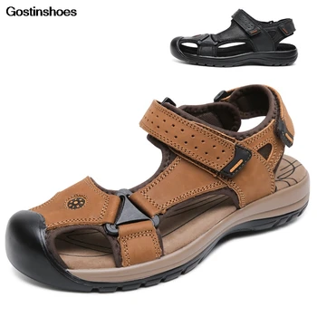 

Sandles New Genuine Leather Casual Full Grain Leather Quality Shoes Cow Leather Beach Sandel For Men Sandalia