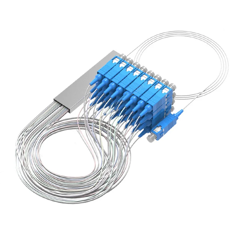 

Free Shipping 0.9mm Steel Tube 1x32 Mini Blockless SC/UPC Connector 1:32 32 Ports Fiber Optical PLC Splitter