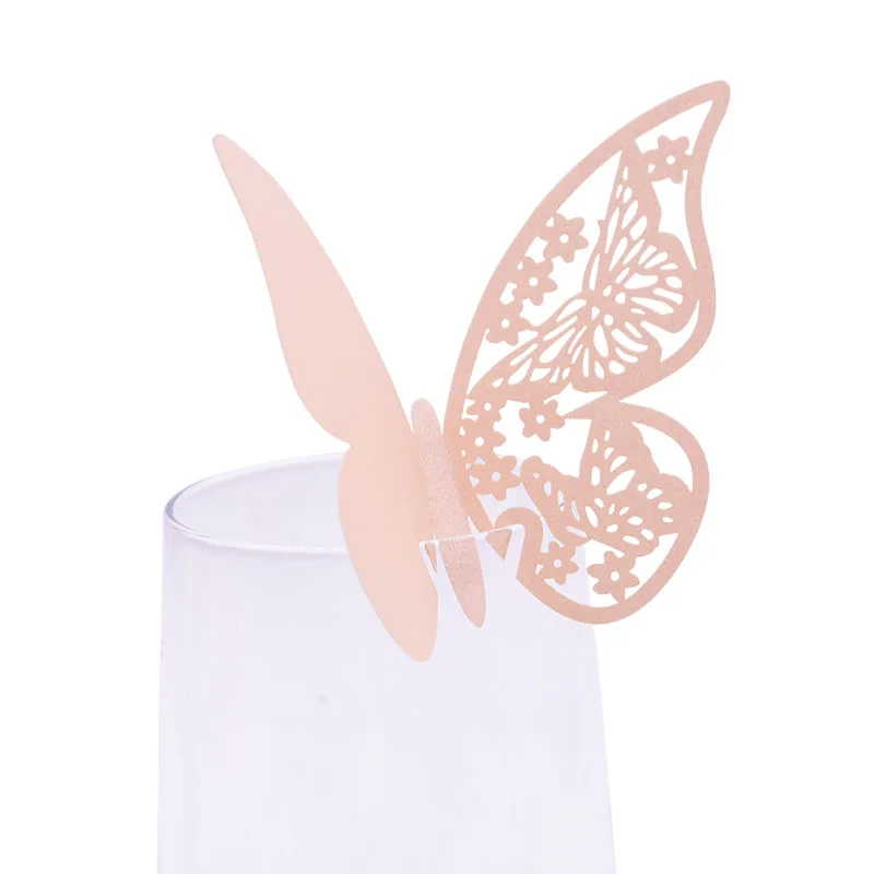 50Pcs Schmetterling Name Ort Karte Wein Glas Tasse Papier Karte für Hochzeit Geburtstag Dekoration Tisch Ereignis Partei Liefert Baby dusche – Detail 9