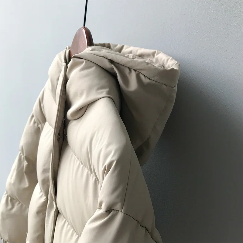 HXJJP, зимняя новинка, Корейская версия, плотные парки, свободные, для студентов, с капюшоном, хлопковое пальто, для женщин, талия, теплые, хлеб, куртки с поясом