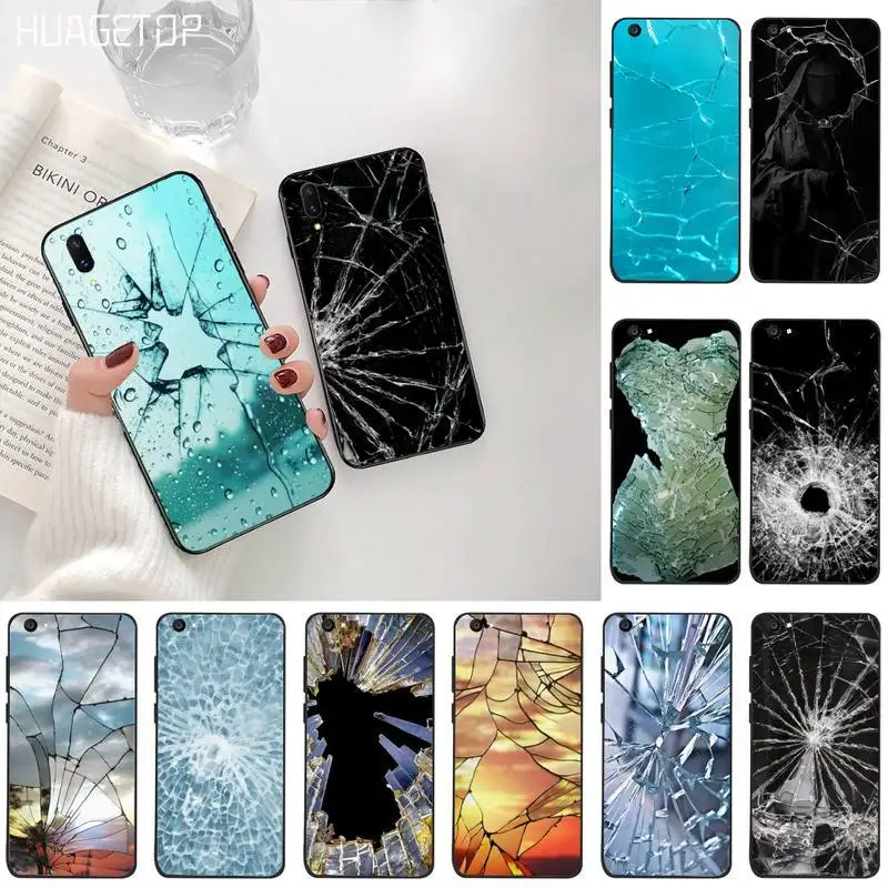 Разбитое стекло HUAGETOP мягкая черная фотография для Vivo Y91c Y17 Y51 Y67 Y55 Y7s Y81S Y19 V17 vivo