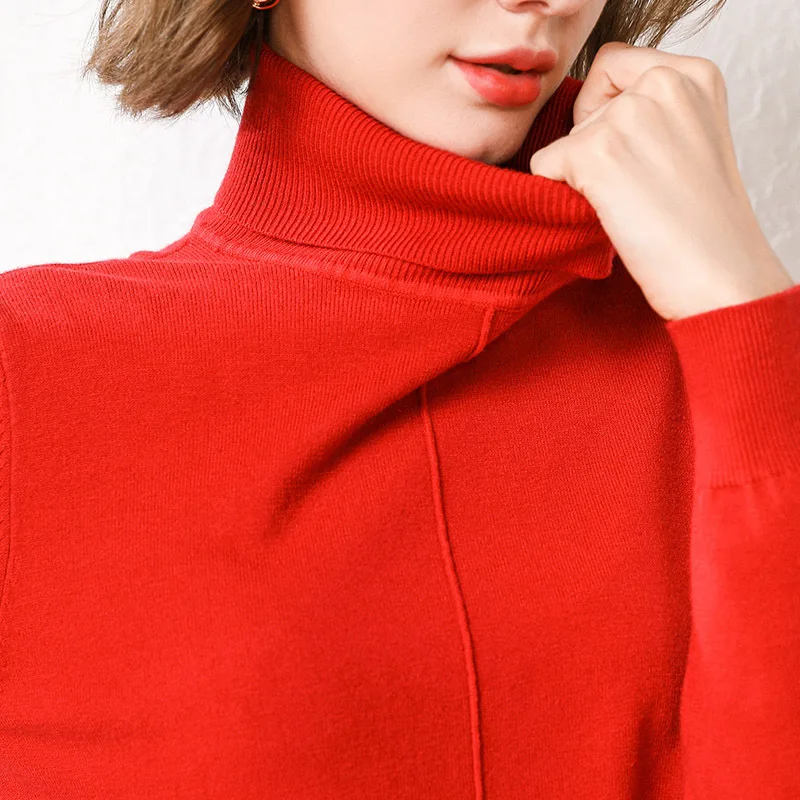 

Pullovers Women Turtleneck Sweaters Long Sleeve Solid Color Female Jumper Autumn Winter Fashion Basic Top Soft Knitted Clothes
