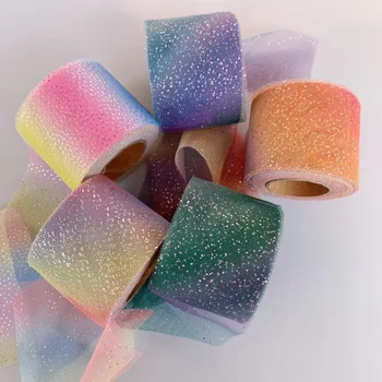

25yards 60mm/80mm Colorful Gradient Organza Stain Ribbon for Hairbow DIY Crafts Wedding Party Decoration Cake Gift Packaging