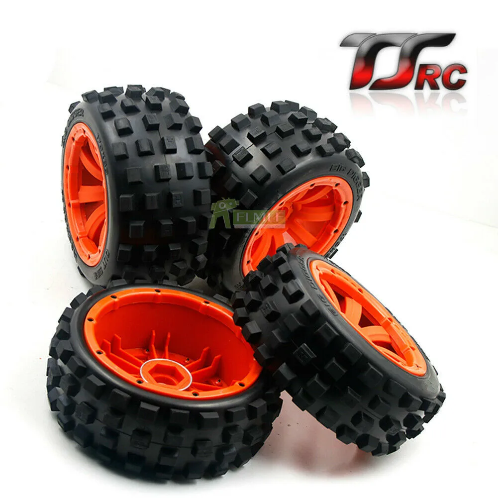 Передние и задние колеса шины ступицы набор подходит для 1/5 MADMAX HPI ROVAN KM BAJA 5B - Цвет: Front Rear Orange