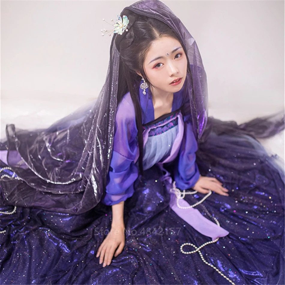 Одежда в китайском стиле женский новогодний народный танец карнавальный наряд Hanfu женский сценический костюм древние костюмы сказочное платье