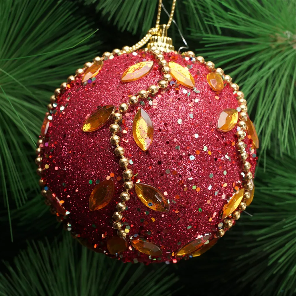 1 шт. рождественское, с блестками блестящие шары орнамент с рождественской елкой украшение 8 см год высокого качества фестиваль красивый узор L* 5