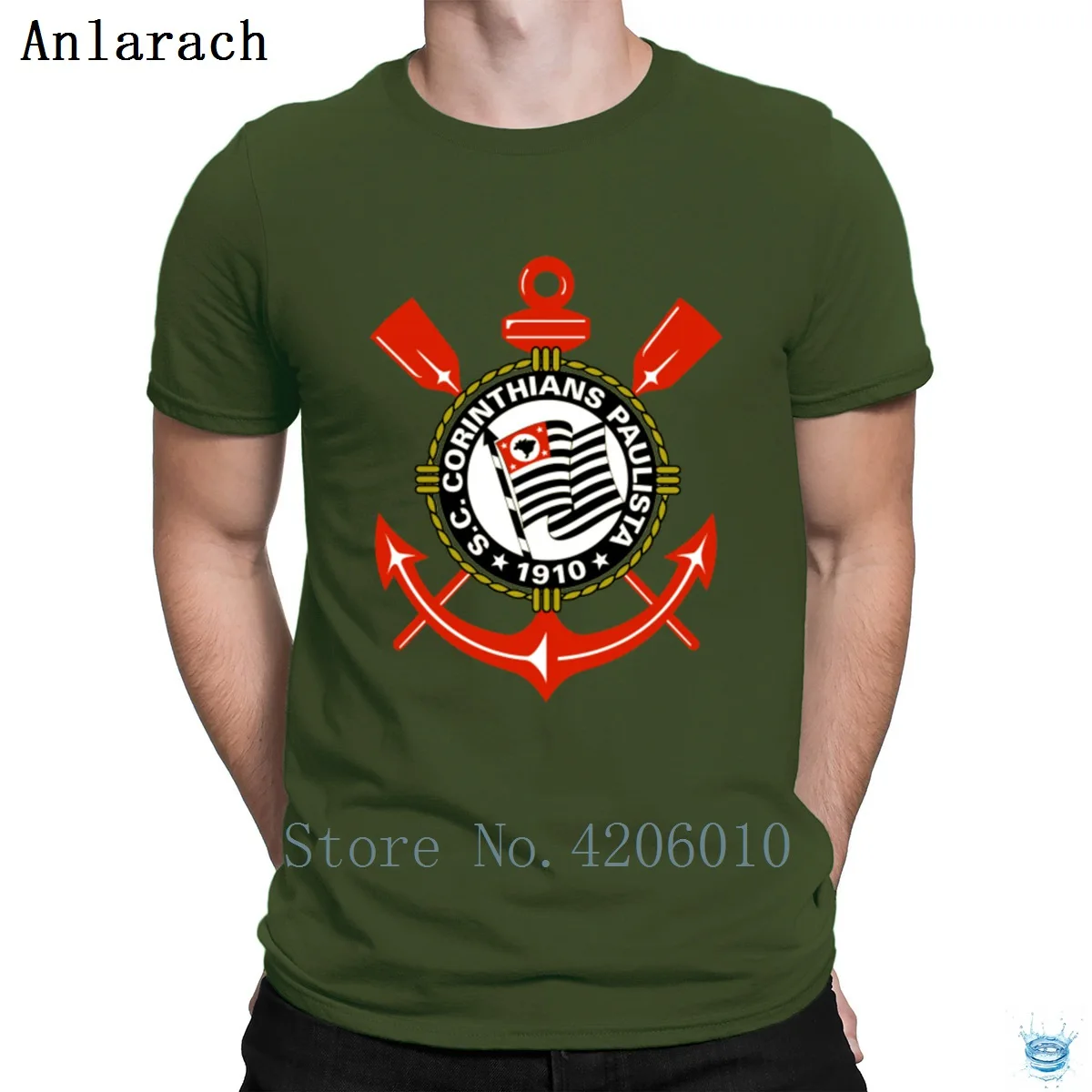 Army Green Corinthians Paulista футбольные мячи Футболка Slim Fit фитнес Летний стиль Мужская футболка наивысшего качества S-3xl дизайн формальный - Цвет: Army Green
