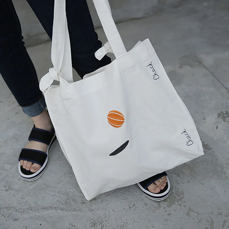 

South Korea Ulzzang Harajuku Embroidered Canvas Bag Eco-friendly Bag Shoulder Bag Hand Literature And Art Cloth Bag Amoy Supply