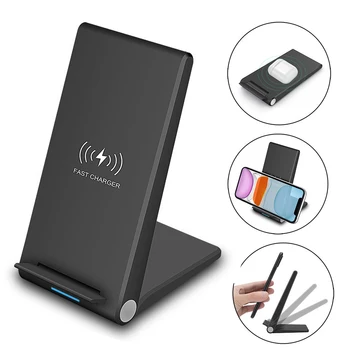 

Foldable 15W Qi Wireless Charger for Samsung/Huawei/Xiaomi/iPhone Fast Charging Station for Airpods pro 1 2 Table Charger Stand