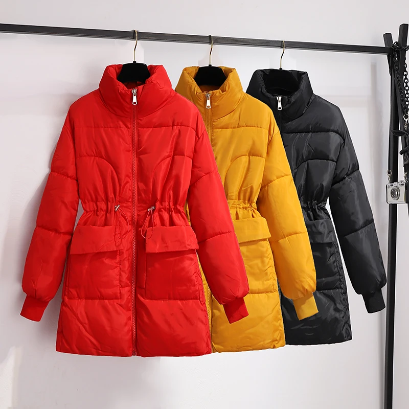 Новинка 2021 зимняя куртка Повседневная теплая Женская с высоким воротником парки