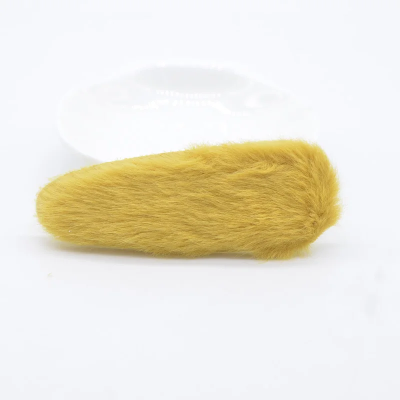 Yellow 12 шт./лот 75 мм мягкая плюшевая норковая заколка для волос, аппликация для одежды, шляп, наклейки-заплатки, сделай сам, детские заколки для волос, аксессуары для декора L55 - Цвет: Yellow