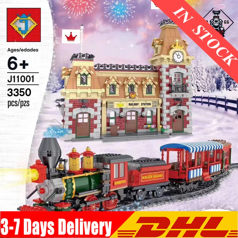 

J11001 Train and Station Compatible Legoinglys 71044 Building Blocks Toys Bricks Children Gift Toy Christmas Best Gifts