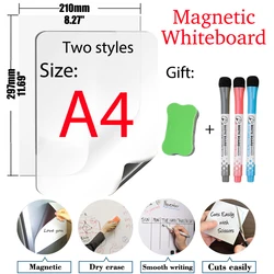 Tableau blanc magnétique souple pour réfrigérateur, autocollants pour tableau blanc, format A4 11.69x8.27 pouces, effacement à sec, tableau pour notes de pratique pour enfants 