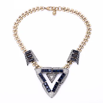 

Friendship Wholesale Aliexpress Women Geometry Triangle Blue Pendant OL Necklace