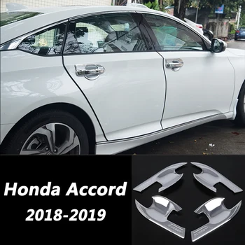 

4Pcs Car Door Wrist Trim Covers For Honda Accord 10 10th 2018 2019 Auto Chrome Door Handle Bowl Stickers Car Styling