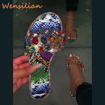 

Rhinestone Designer Slides Diamond Woman Slippers Summer Sandals Flip Flops Women Ladies Shoes Sandals Claquette 2020
