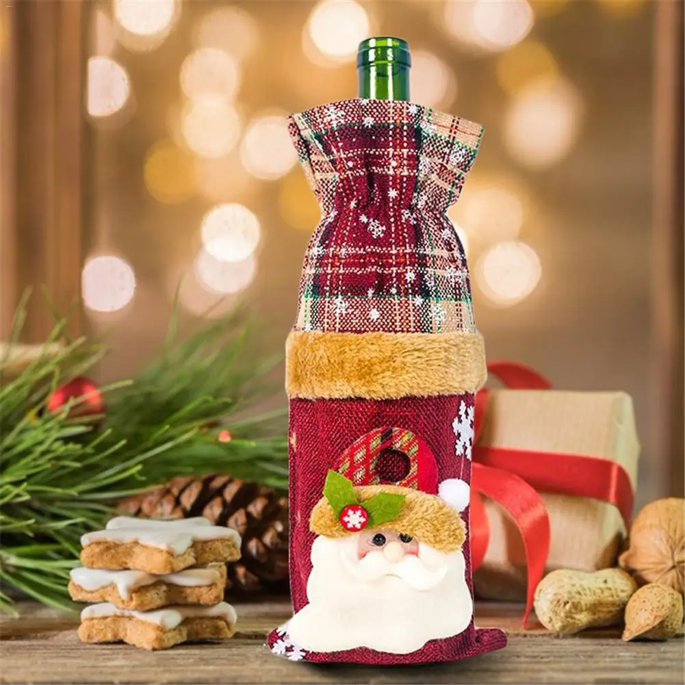 Рождественская крышка бутылки вина Санта Снеговик свитер праздник крышка бутылки шампанского для рождественские вечерние украшения для столовой бутылки