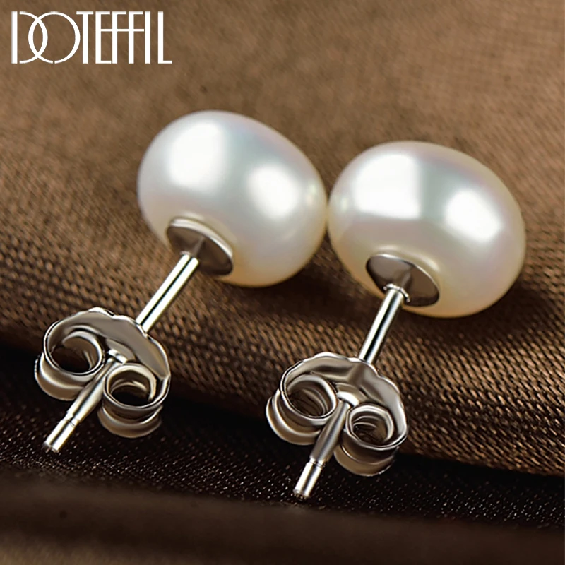

Hot Sales 100% Genuine Freshwater Pink Pearl Earrings 925 Sterling Silver Stud Earrings For Women 7-8mm Pearls Jewelry