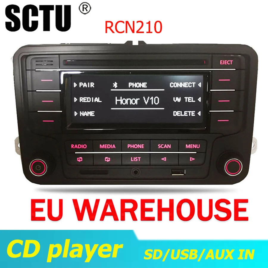 Авторадио RCN210 + CANBUS Kabel Bluetooth CD USB AUX SD для Volkswagen GOLF PASSAT TOURAN POLO TIGUAN CADDY EOS CC|CD-плеер