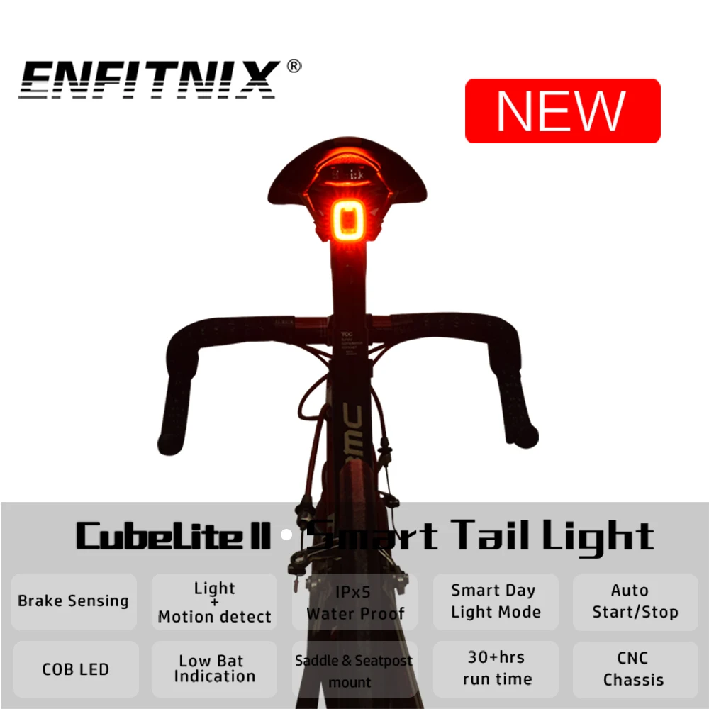 Miglior Nuovo Cubelite II luce della bicicletta intelligente Fanale Posteriore per la bici posteriore luce freno di Rilevamento USB led Bicicletta impermeabile luce della Coda
