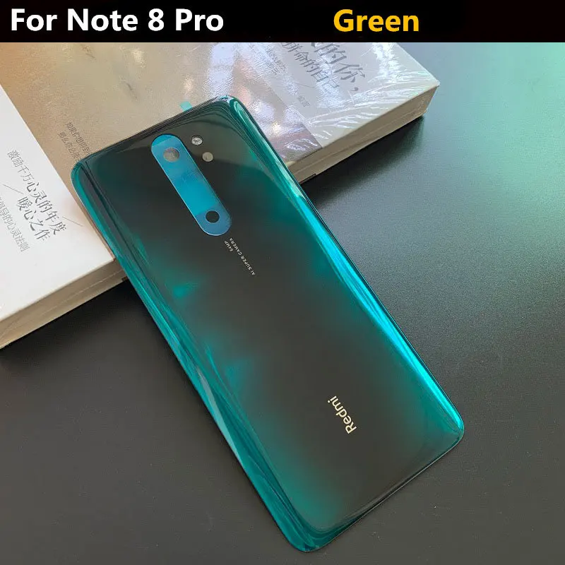 Green Стеклянный чехол для телефона, крышка батареи для Xiaomi Redmi Note 8 Pro, запасные части, задняя крышка для батареи - Цвет: Green