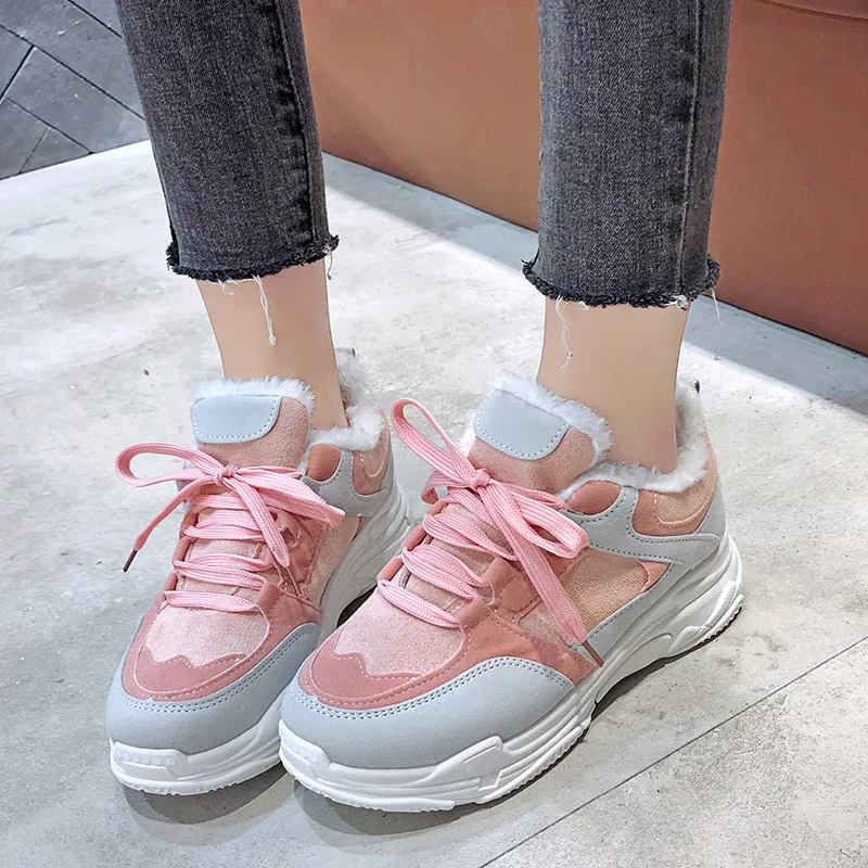 Price Female Shoes Creepers with Fur Dropshipping 2019 New Winter Women Sneakers Platform Ladies Trainers Shoes Zapatos De Mujer