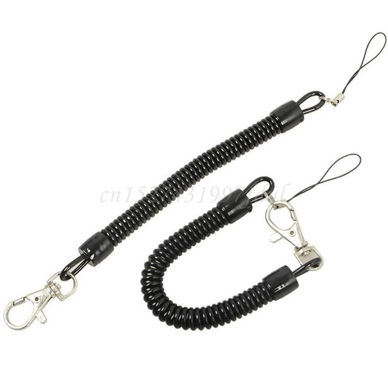 10Pcs Black Retractable Coil Cord Springs Keychain Swivel Lobster Clasp Keyring | Украшения и аксессуары