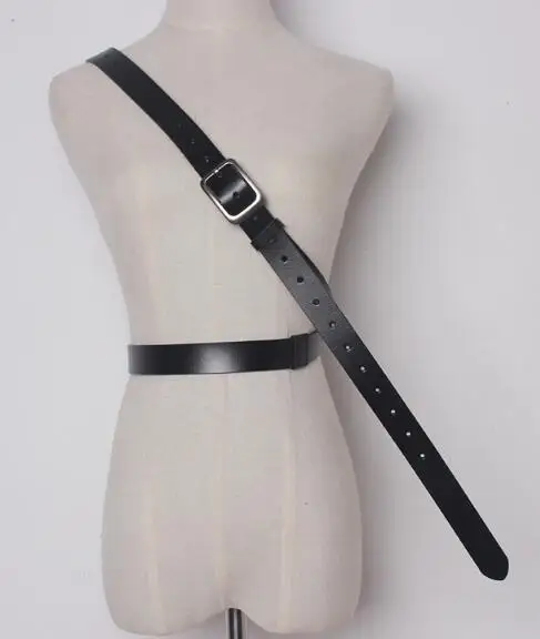 Винтажные длинные ремни из натуральной коровьей кожи с металлической пряжкой для женщин, аксессуары для одежды с бантом, ширина 2,6 см - Цвет: black