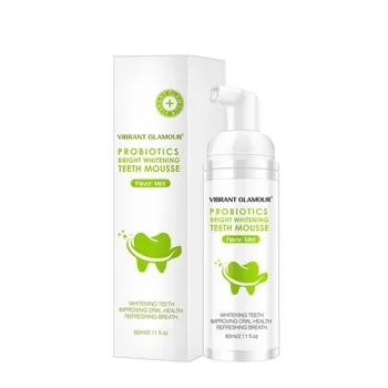 

60g Tooth Whitening Mousse Mint Toothpaste Remove Plaque Stains Oral Odor Bright Teeth Fresh Breath Oral Care Tool