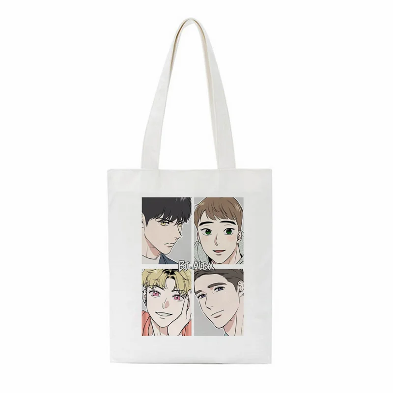 Comics Bj alex patrón de impresión bolso de las mujeres de moda bolso de mano bolsa de lona bolso de las señoras bolso de hombro Casual bolsas de compras reutilizables