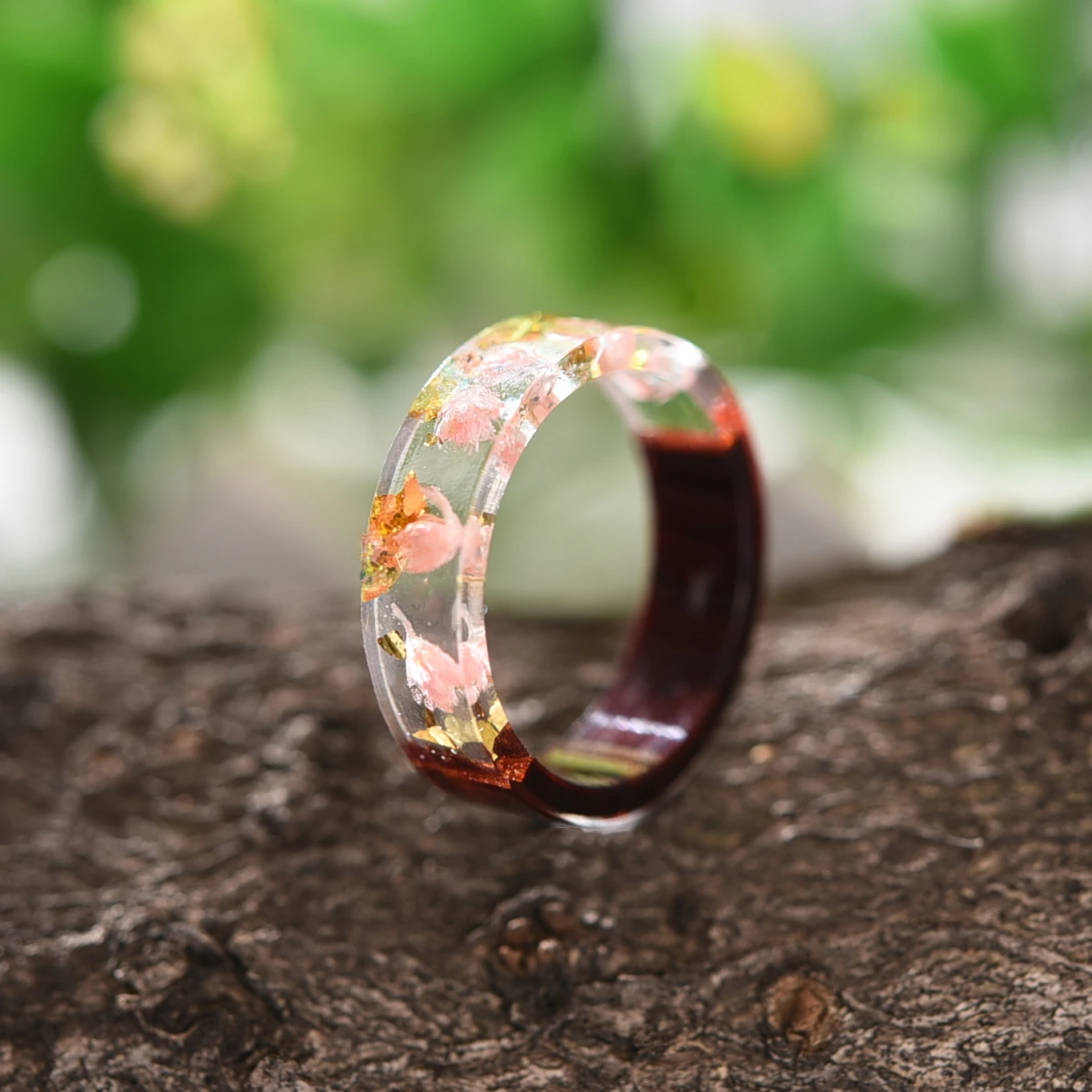 Кольцо ручной работы для Для женщин Для мужчин прозрачный деревянная смола кольцо Винтаж вечерние Клубные ручной работы из сухих цветов эпоксидные кольца Прямая