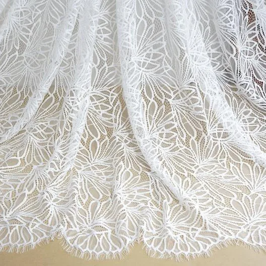 

3 Yards Soft Floral Eyelash Lace Fabric French Chantilly Fabric DIY Sewing Craft Bridal Robe Boho Wedding Dress Baptism Gown