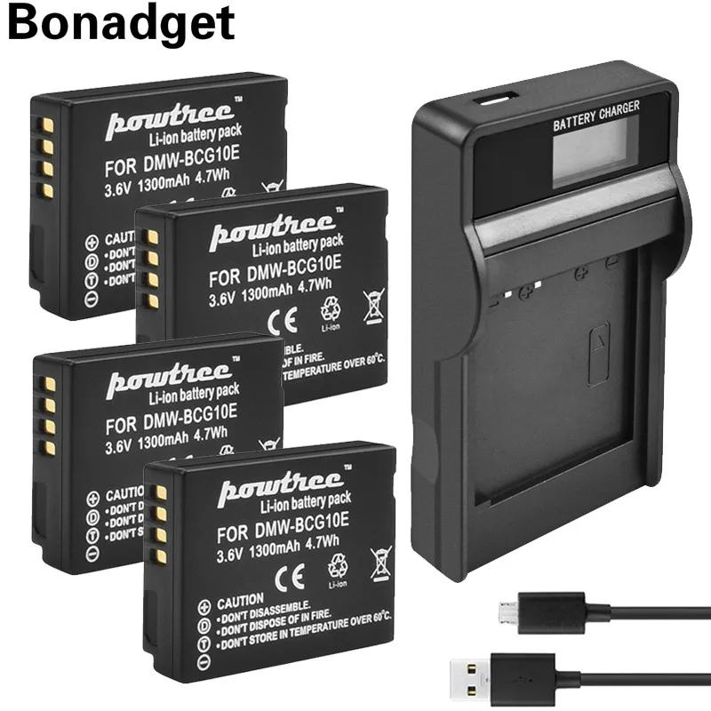 Bonadget 1300 мА-ч для цифрового фотоаппарата Panasonic Lumix DMW BCG10 BCG10E DMC-3D1 DMC-TZ7 DMC-TZ8 DMC-TZ10 DMC-TZ18 DMCTZ19 Камера Батарея
