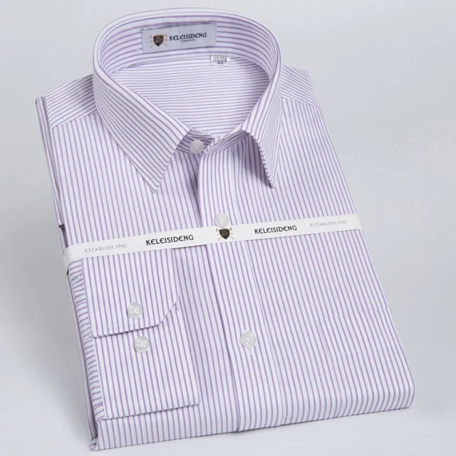 Men's Classic Long Sleeve Non-Iron Striped Shirts Casual Standard-fit Formal Business Work Social Cotton Basic Dress Shirt - Цвет: S1811