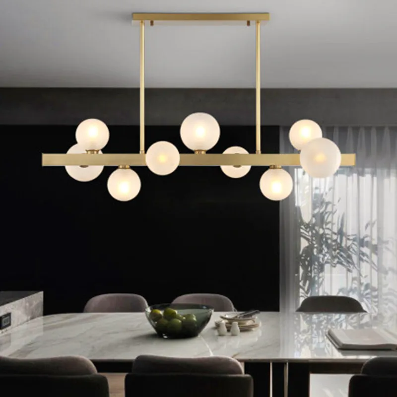 

Nordic Glass Beans Led Chandelier Lighting Lustre Copper Dining Room Led Pendant Chandeliers Lights Foyer Led Suspension Lamp