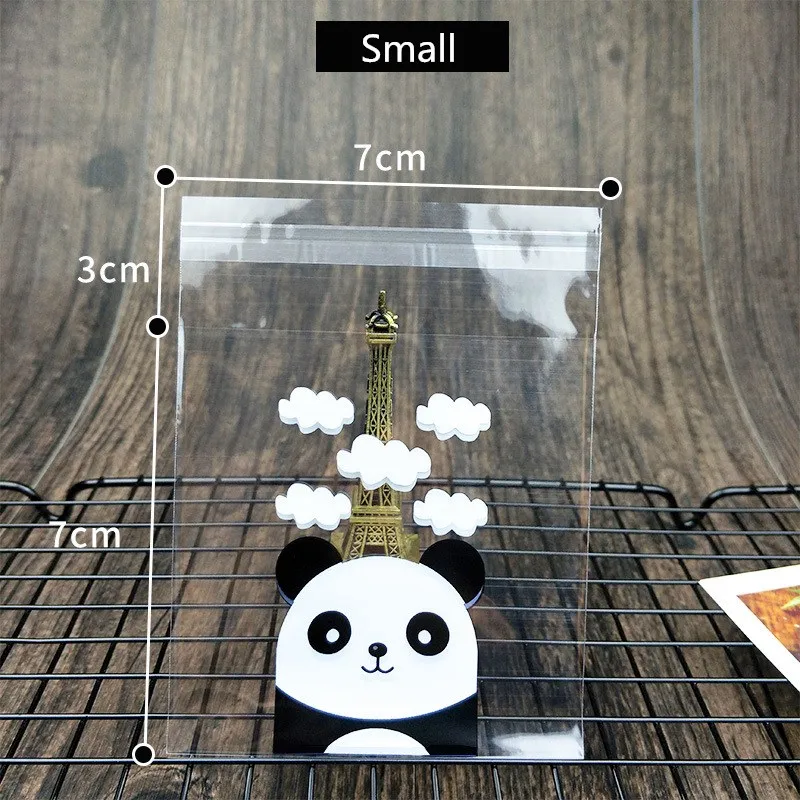 7x7cm 100pcs 100 шт/10 шт Милый Панда мультфильм пластиковый пакет для печенья конфеты печенья еда мешки для пирожных коробка подарочная упаковка мешок вечерние поставки декора - Цвет: 7x7cm 100pcs