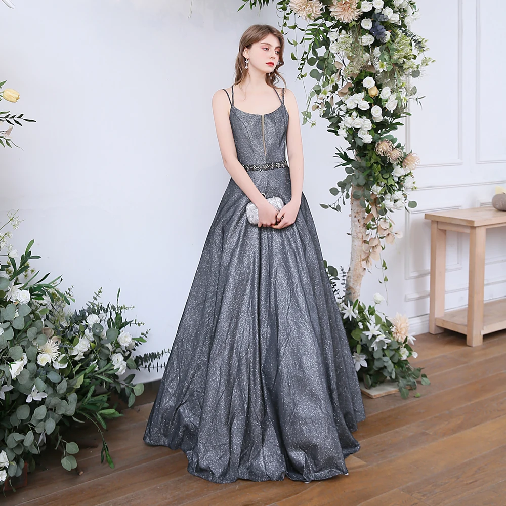 SSYFashion роскошный сверкающий вечернее платье, для банкета блестящий серый сексуальное платье с v-образным вырезом, Длинные вечерние платья Vestido De Noche