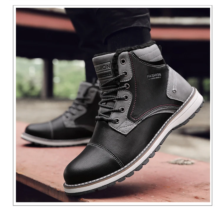 LINGGE Mens Boots Fashion Mens Winter Boots High Top Men Snow Boots Causal Men Ankle Boots Men Work Boots Soft Men Sneakers